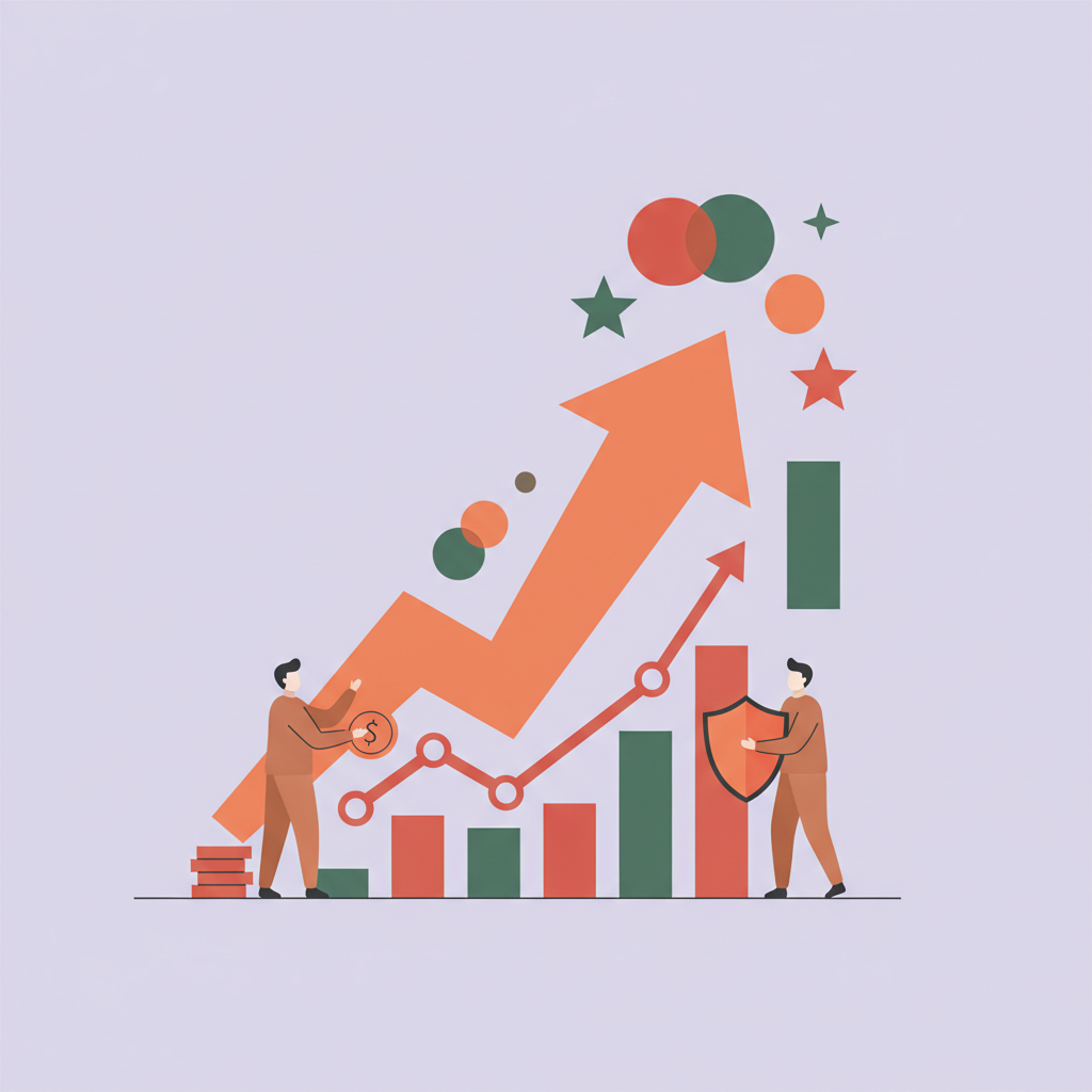 Growth chart showing an upward trend and financial success